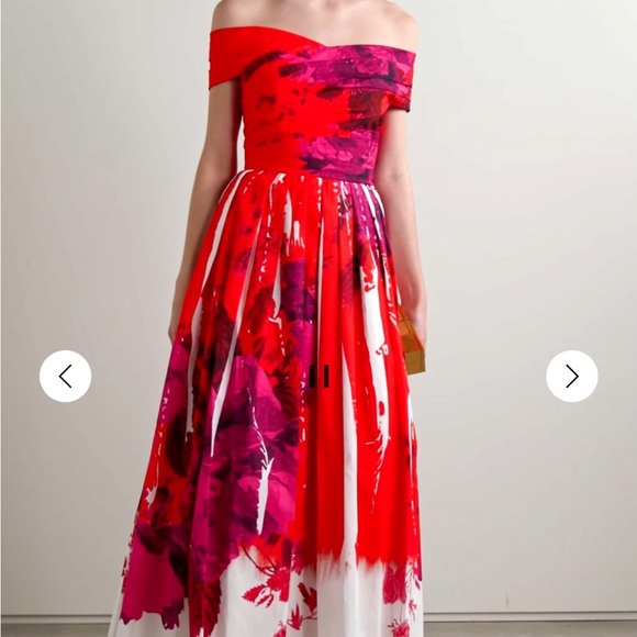 ERDEM Strapless Red and Purple Dress - Picture 7 of 8